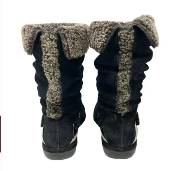 Stuart Weitzman Black Spanish Suede Slouch Wool Ankle Boots - Size 7.5 - Picture 8 of 12